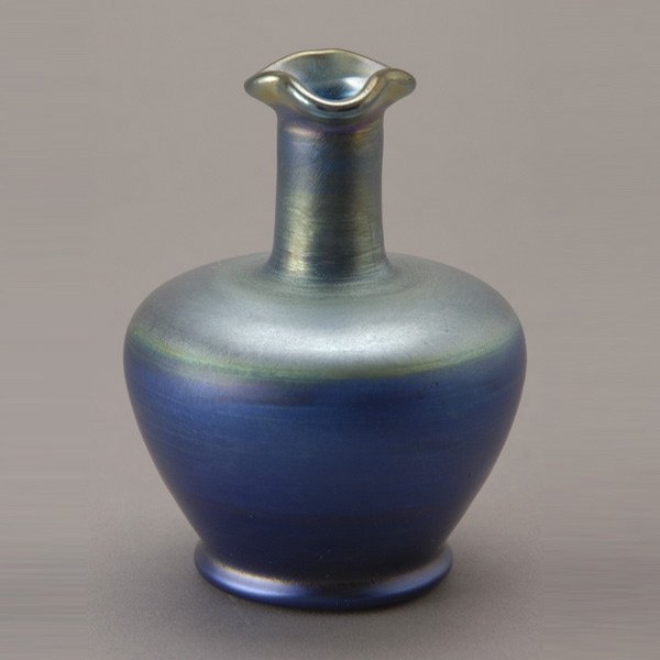 Tiffany Studios Blue Favrile Glass Vase: Tiffany Studios Blue Favrile Glass Vase "L. C. Tiffany Favrile 1119-1093M" {Height 4 1/4 inches}