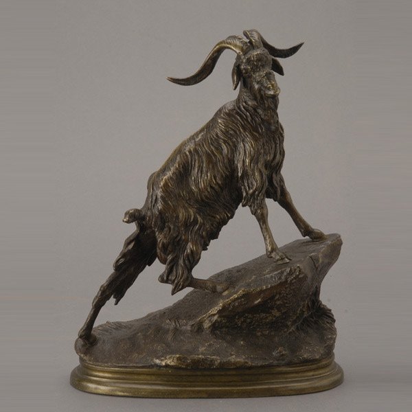 Mountain Goat Bronze Figure, inscribed J. Moignie: After Jules Moigniez (French, 1835 - 1894) Mountain Goat Bronze Figure, inscribed J. Moigniez {Height 10 inches}
