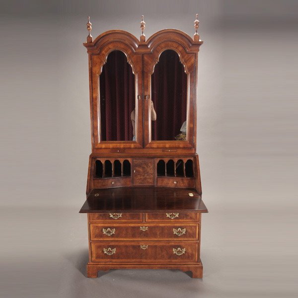 Henredon Secretary in the Queen Anne Taste: Henredon Mirror Topped Secretary in the Queen Anne Taste {Dimensions 86 x 38 1/2 x 22 inches}