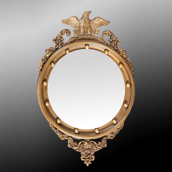 Federal Style Bullseye Mirror Surmounted with Eagl: Federal Style Bull's Eye Mirror Surmounted by an Eagle {Height 34 inches}