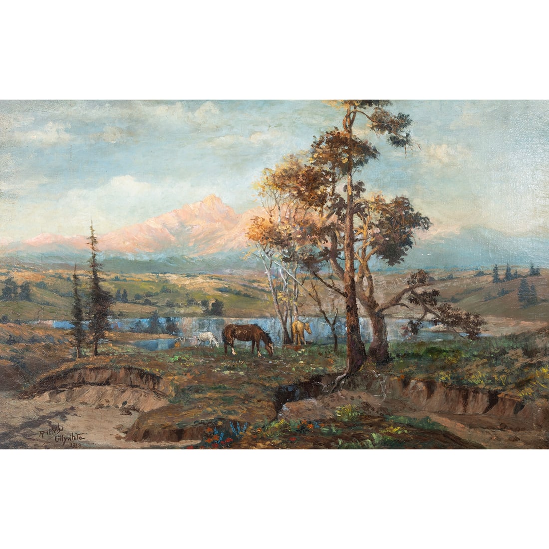 Raphael Lillywhite, Bucolic Scene, oil (1 of 4)