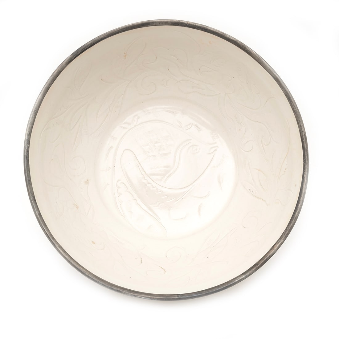 Chinese Large Carved Ding-Type 'Fish' Bowl (1 of 3)