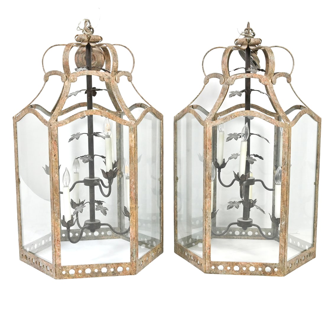Pair of Porte Cochere Patinated Bronze Lanterns (1 of 3)