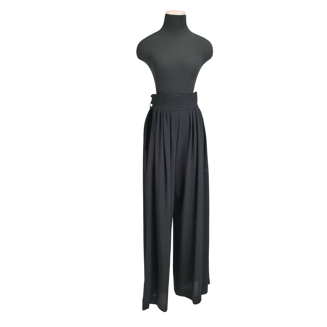 Chanel Evening Black Wool Velvet Trim Palazzo Pants (1 of 2)