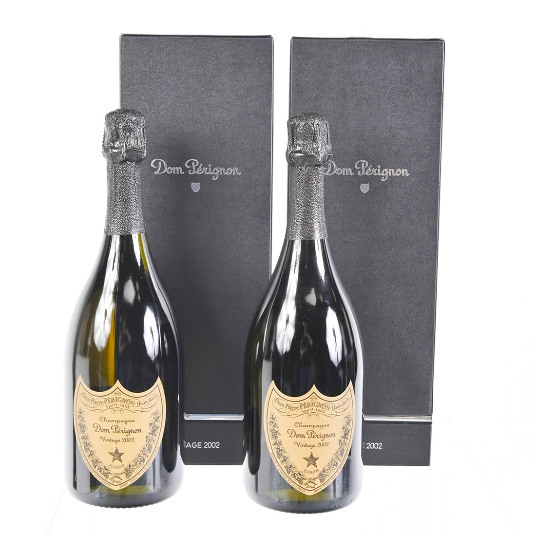 Two Bottles, 2002 Dom Perignon Champagne With Boxes (1 of 1)