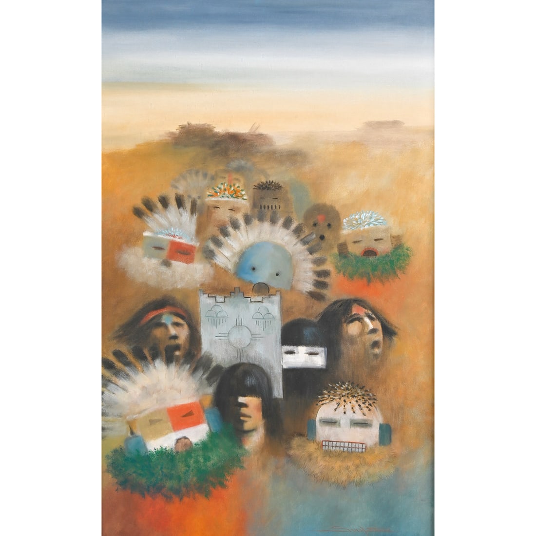 Patrick Swazo Hinds, Coming of the Kachina God's, oil (1 of 6)