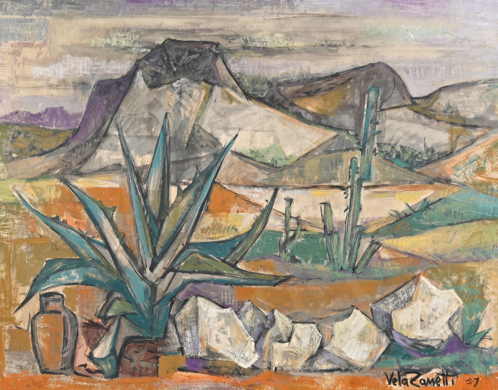 Jose Vela Zanetti, Desert Landscape, mixed media (1 of 3)