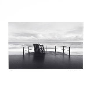 Michael Kenna, Deck Chairs, photograph: MICHAEL KENNA (American/British, born 1953), "Deck Chairs," 1983, gelatin silver print, dry mounted, (approximate dimensions - image: 5 3/4 x 9 1/8 inches, mount: 20 x 16 inches); edition lower left: