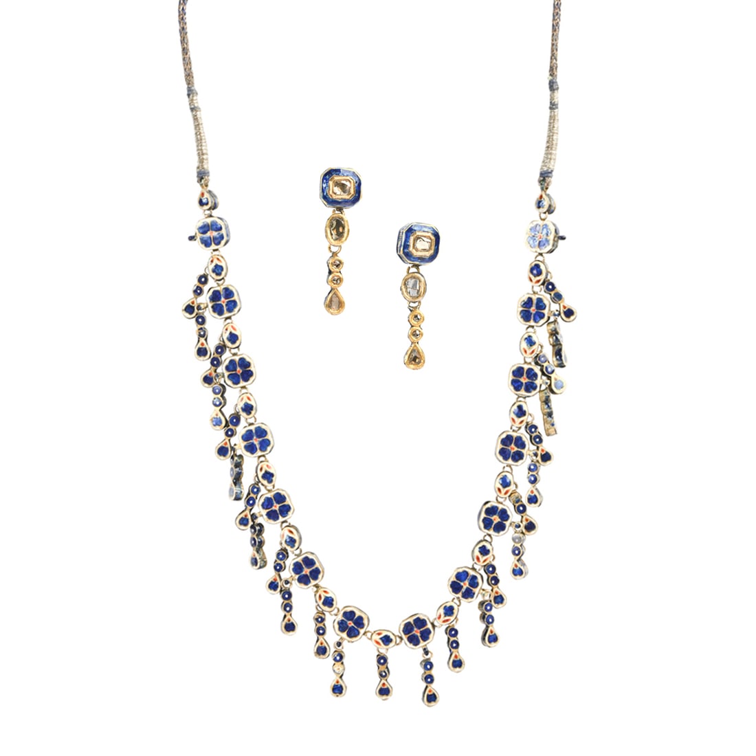 Mughal Style Diamond, Enamel, 18k Gold Jewelry Suite. (1 of 2)