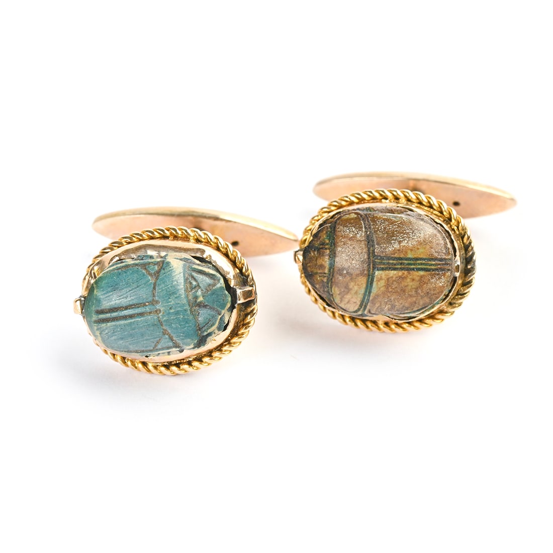Pair of Egyptian Scarab, 14k Yellow Gold Cufflinks. (1 of 3)