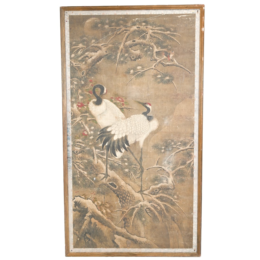 Anonymous Artist: 'Cranes', Chinese Silk Painting (1 of 3)