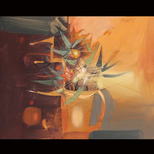 PAUL MAXWELL "Floral Still Life, 1964": PAUL MAXWELL (American b.1925) "Floral Still Life, 1964" Oil on canvas. 18 x 23 inches/ 46 x 58.5 centimeters. Signed & dated upper right "P. Maxwell, 64" Frame: 19.40 x 24.25 inches/ 49.2 x 61.5 cent