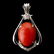 235: CORAL, DIAMOND, 14K WHITE GOLD PENDANT.