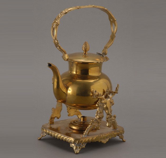 Black Forest Brass Teapot on Deer Head Stand: Black Forest Brass Teapot on Deer Head Stand {Height 13 inches}