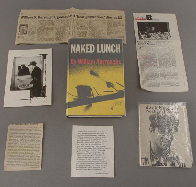 Naked Lunch,W.Burroughs; J. Kerouac Poems: Naked Lunch, William Burroughs, Grove Press Inc, New York, 1959, inscribed "For Pamela All Best William S. Burroughs 9/11/90"; together with Jack Kerouac "Scattered Poems", City Lights Books, 1985, si