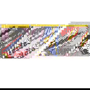 Roy Lichtenstein, As I open fire, triptych lithographs: ROY LICHTENSTEIN (American, 1923-1997), "As I open fire," triptych offset lithographs, (approximate dimensions - sheet (each): 25 1/8 x 20 3/4 inches); Copyright inscribed in plate lower right to all,