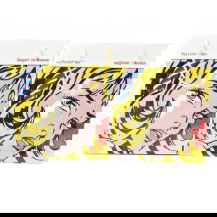 Roy Lichtenstein, Two Guggenheim Museum Shopping Bags: Two GUGGENHEIM MUSEUM SHOPPING BAGS; from Roy Lichtenstein's exhibition in 1994, The shopping bags depicts ROY LICHTENSTEIN (American, 1923-1997), "Girl with Hair Ribbon, 1965," (approximately dimensi