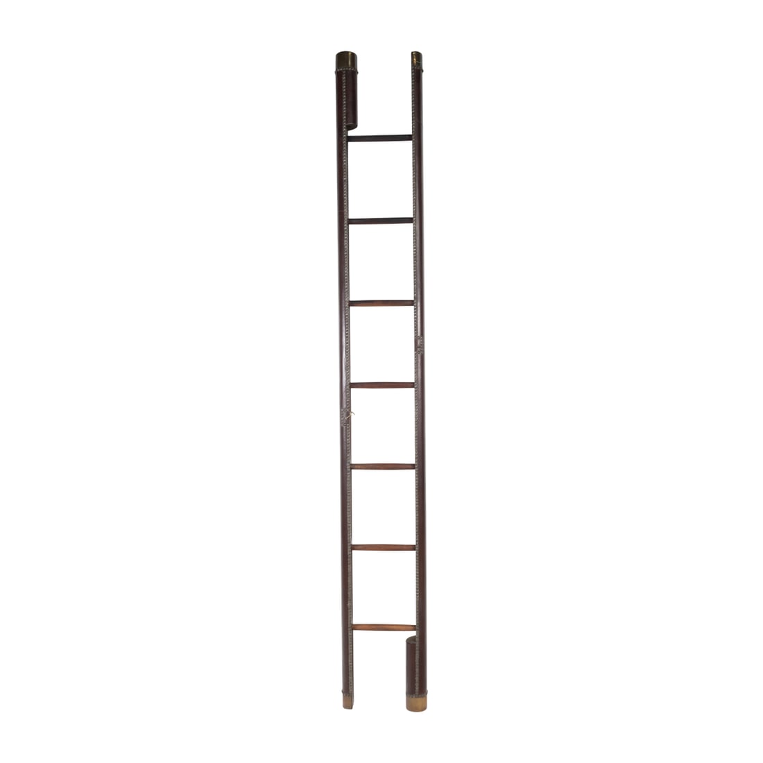 Leather and Brass Mounted Collapsible Library Ladder (1 of 4)