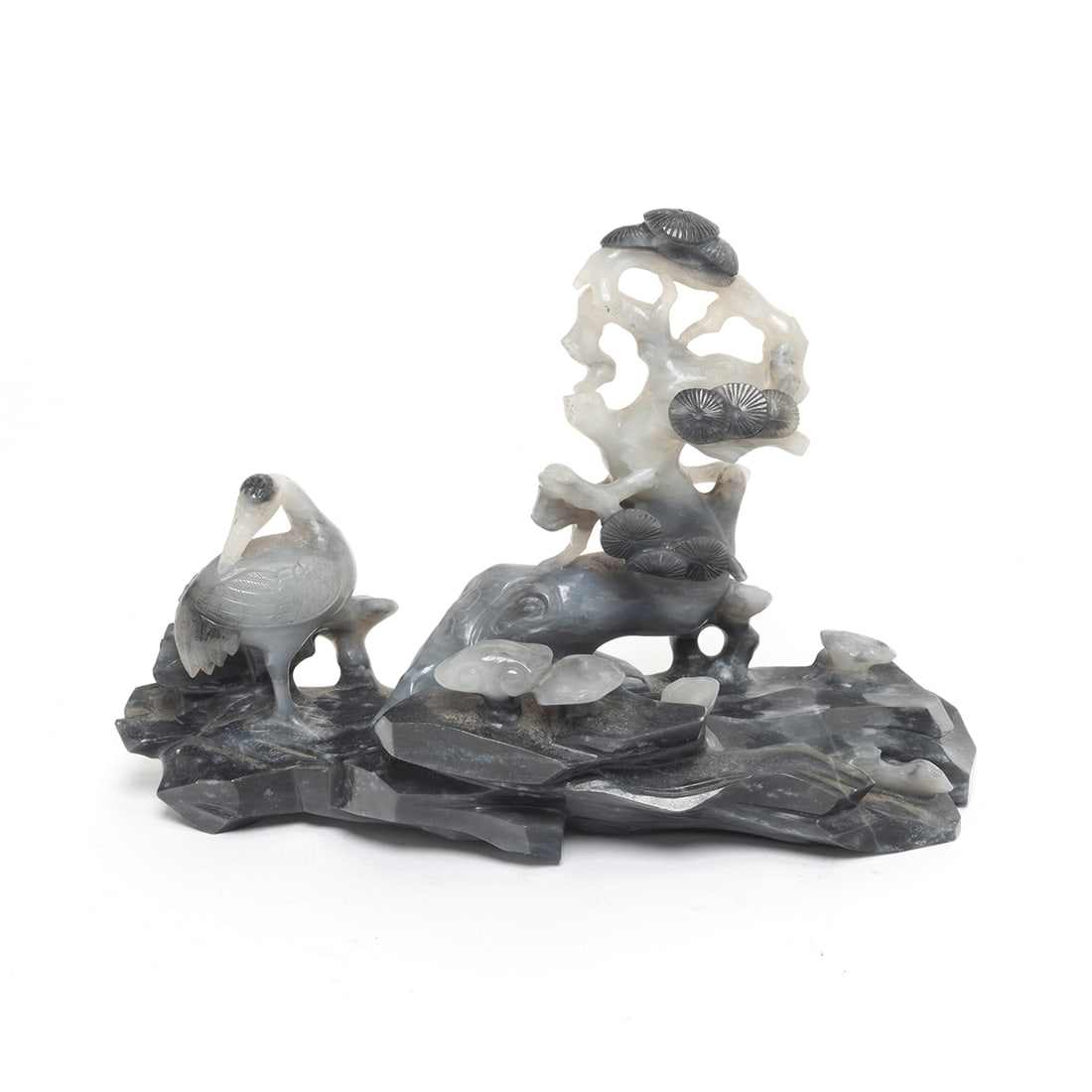 A Chinese Carved White and Gray Jade Group (1 of 3)