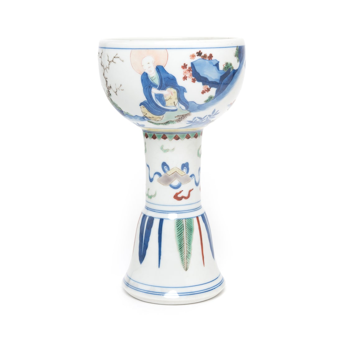 Chinese Polychrome High-Stem Bowl (1 of 3)