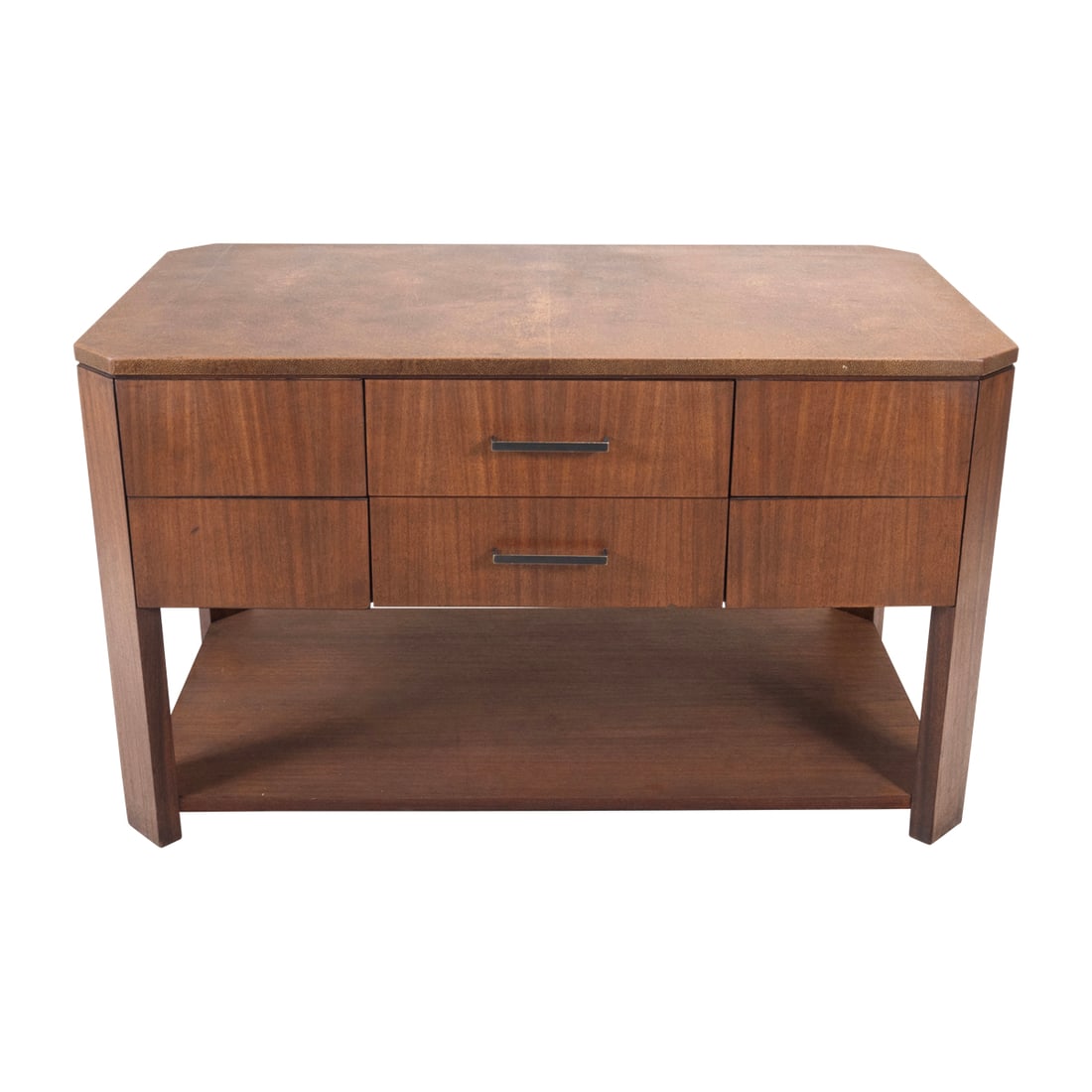 Contemporary Walnut and Leather Serving Table (1 of 3)