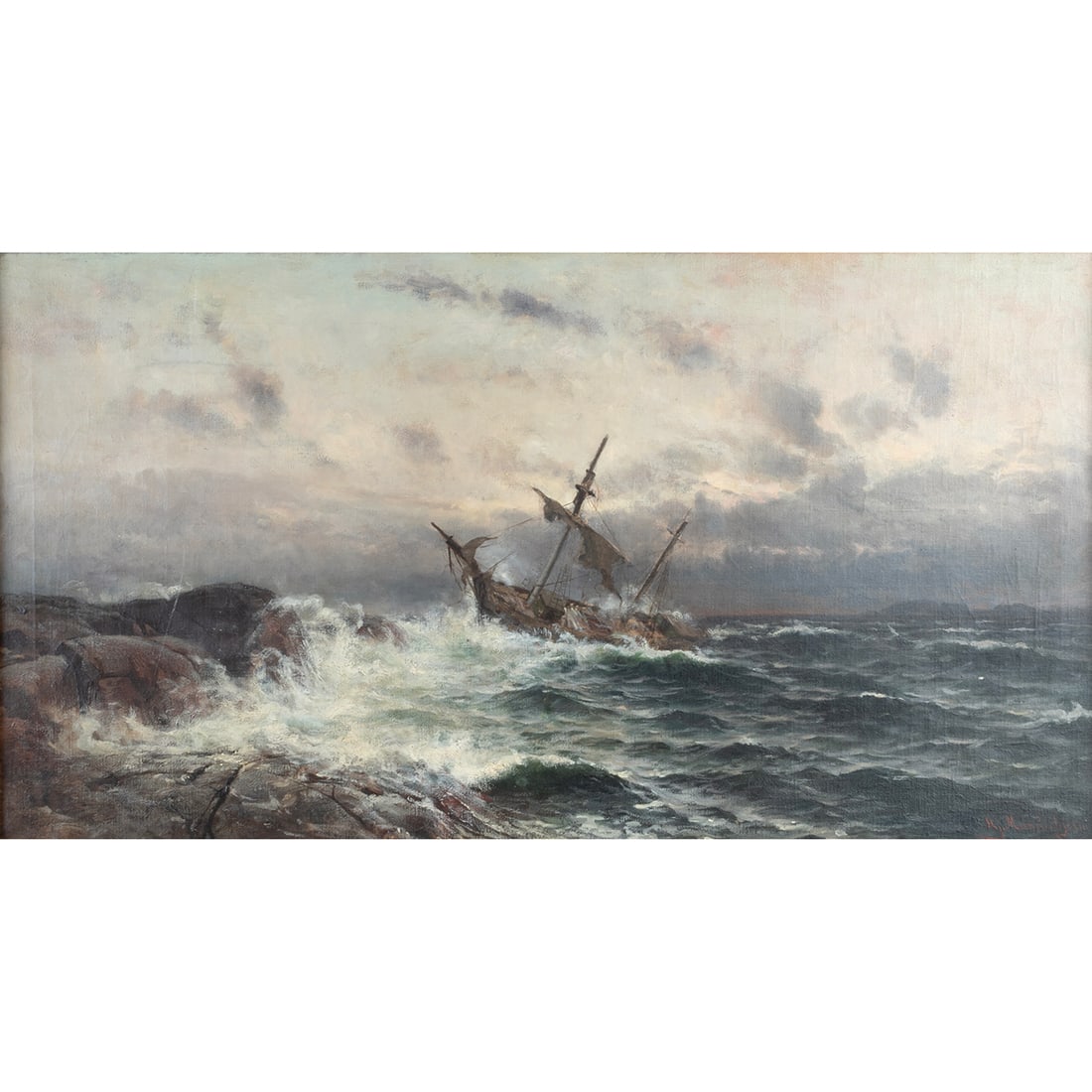 Hjalmar Munsterhjelm, Seascape, oil on canvas (1 of 3)