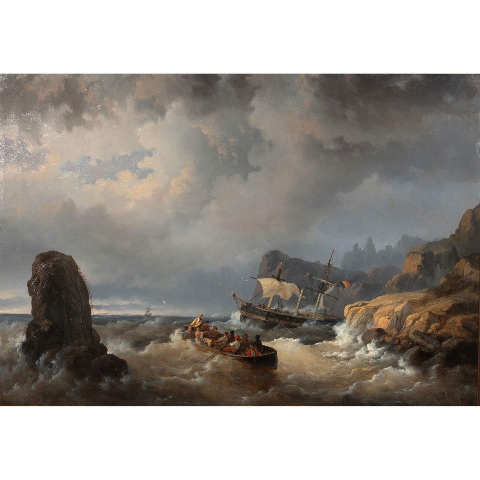 Egidius Linnig, Shipwreck Scene, oil (1 of 3)