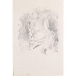 James Whistler, Firelight J. Pennell, lithograph: JAMES ABBOTT MCNEILL WHISTLER (American, 1834-1903), Firelight-Joseph Pennell, No. 1, lithograph on laid paper, (approximate dimensions - sheet: 13 x 8 1/4 inches); artist's butterfly monogram in penc