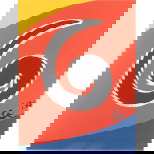 Alexander Calder, Sky Swirl, lithograph: ALEXANDER CALDER (American, 1898-1976), Sky Swirl, (Little Curliques), lithograph on wove paper, (approximate dimensions - sheet: 26 x 20 inches); printed signature lower mid right; The Flying Colors
