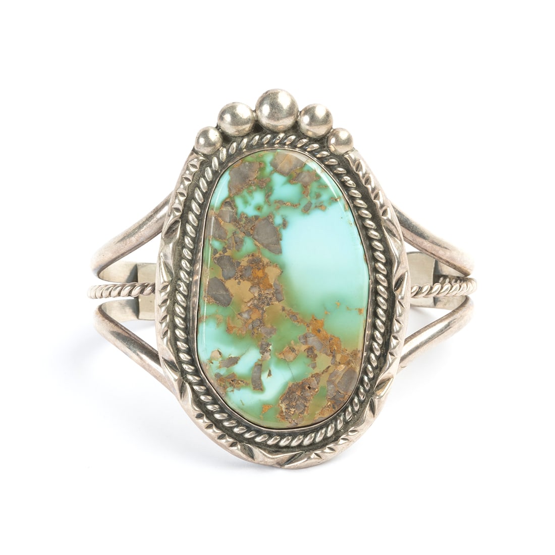 Native American Turquoise, Silver Cuff Bracelet. (1 of 3)