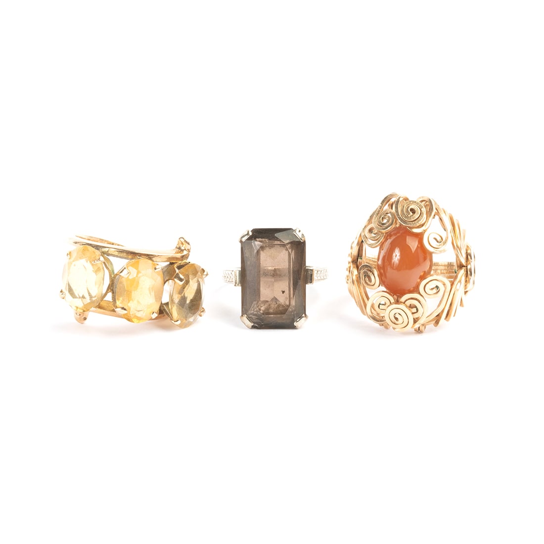 Collection of Three Multi-Stone, Gold, Platinum Rings. (1 of 3)