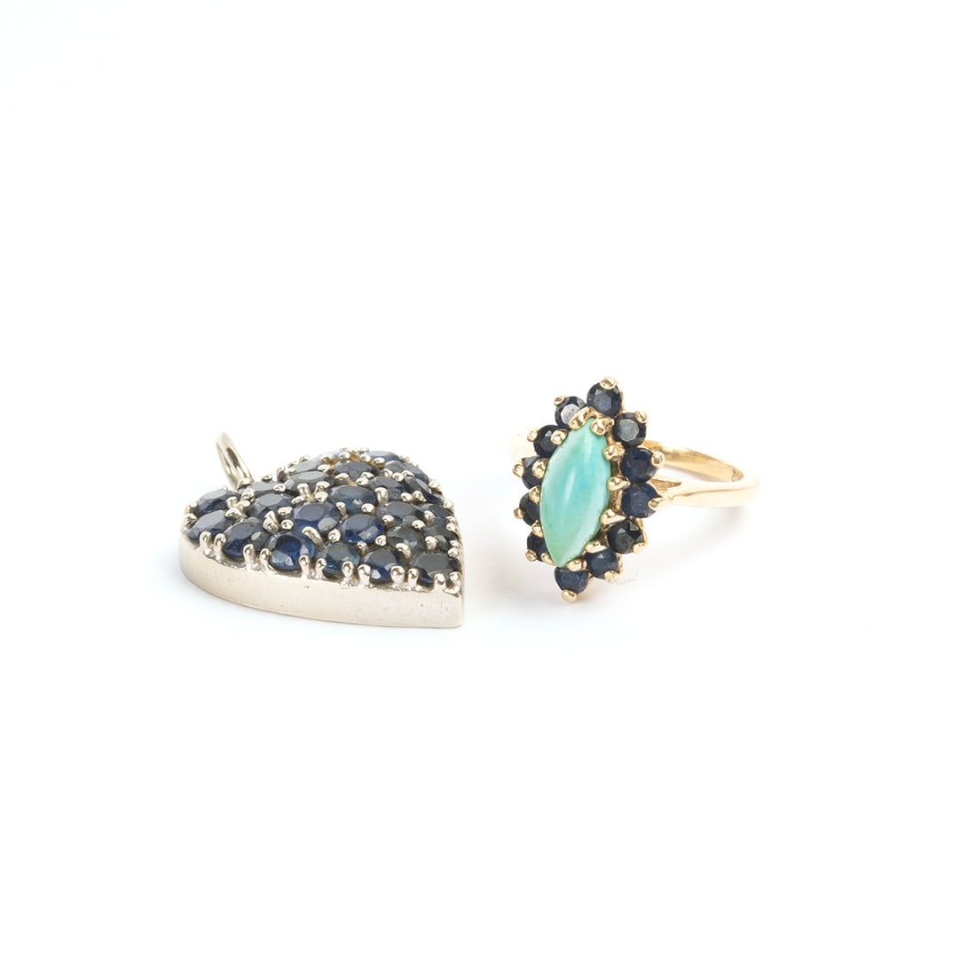 Two Sapphire, Turquoise, 14k Gold Jewelry Items. (1 of 4)