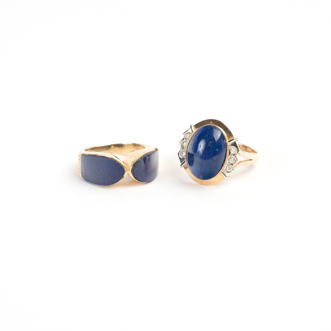Two Lapis Lazuli, Diamond, 14k Yellow Gold Rings. (1 of 3)