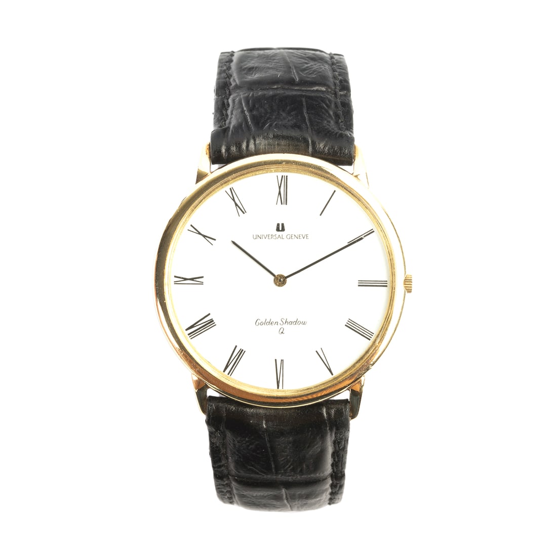 Universal 14k Yellow Gold, Leather Wristwatch. (1 of 3)