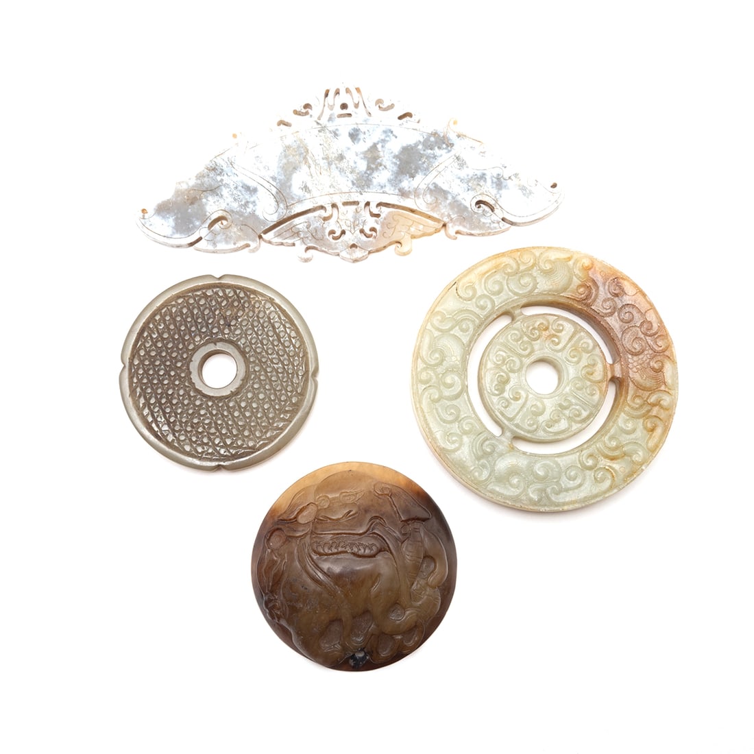 Chinese Archaistic Carved Jade Hardstone Pendants (1 of 3)