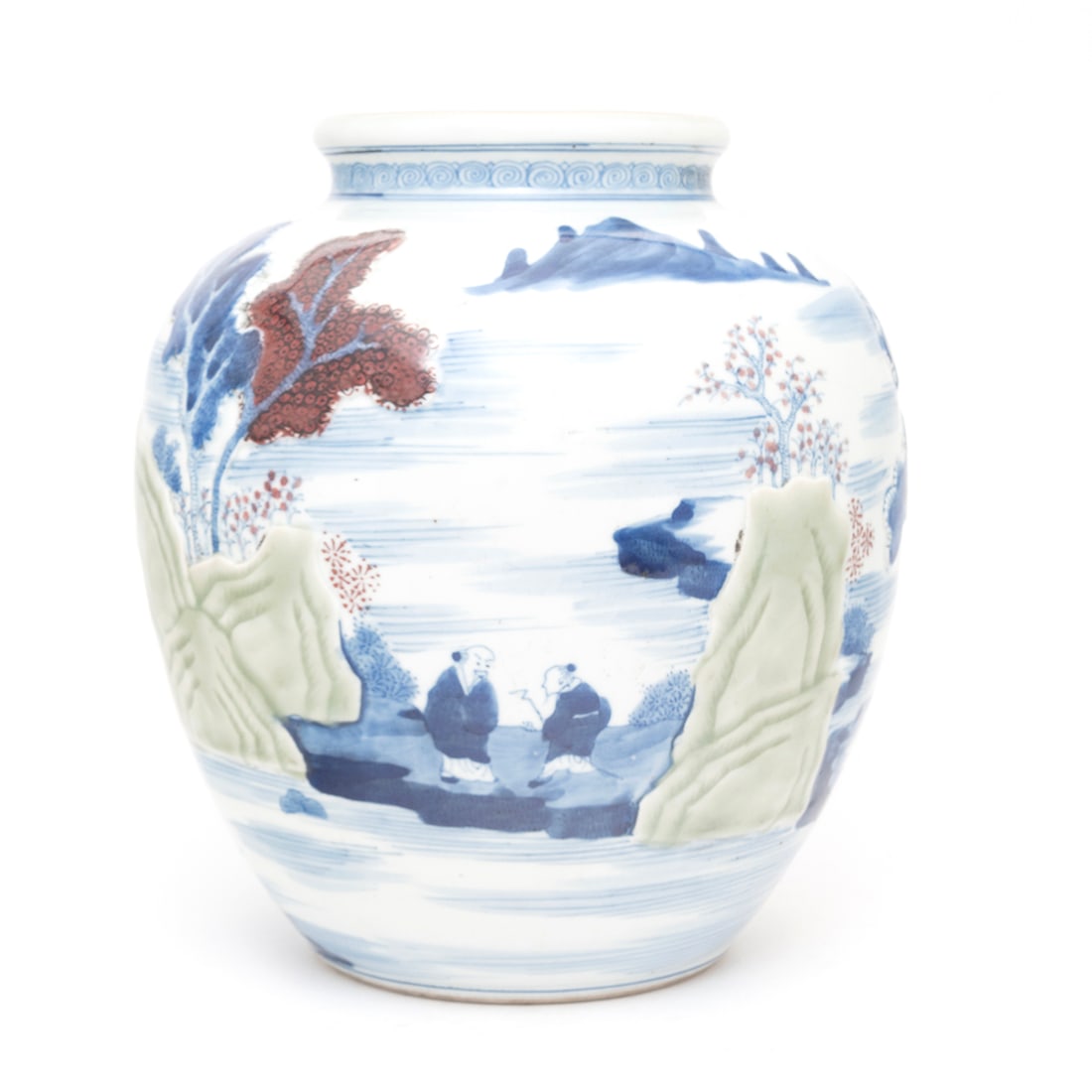 Chinese Underglaze-Blue Copper-Red Porcelain Jar (1 of 3)