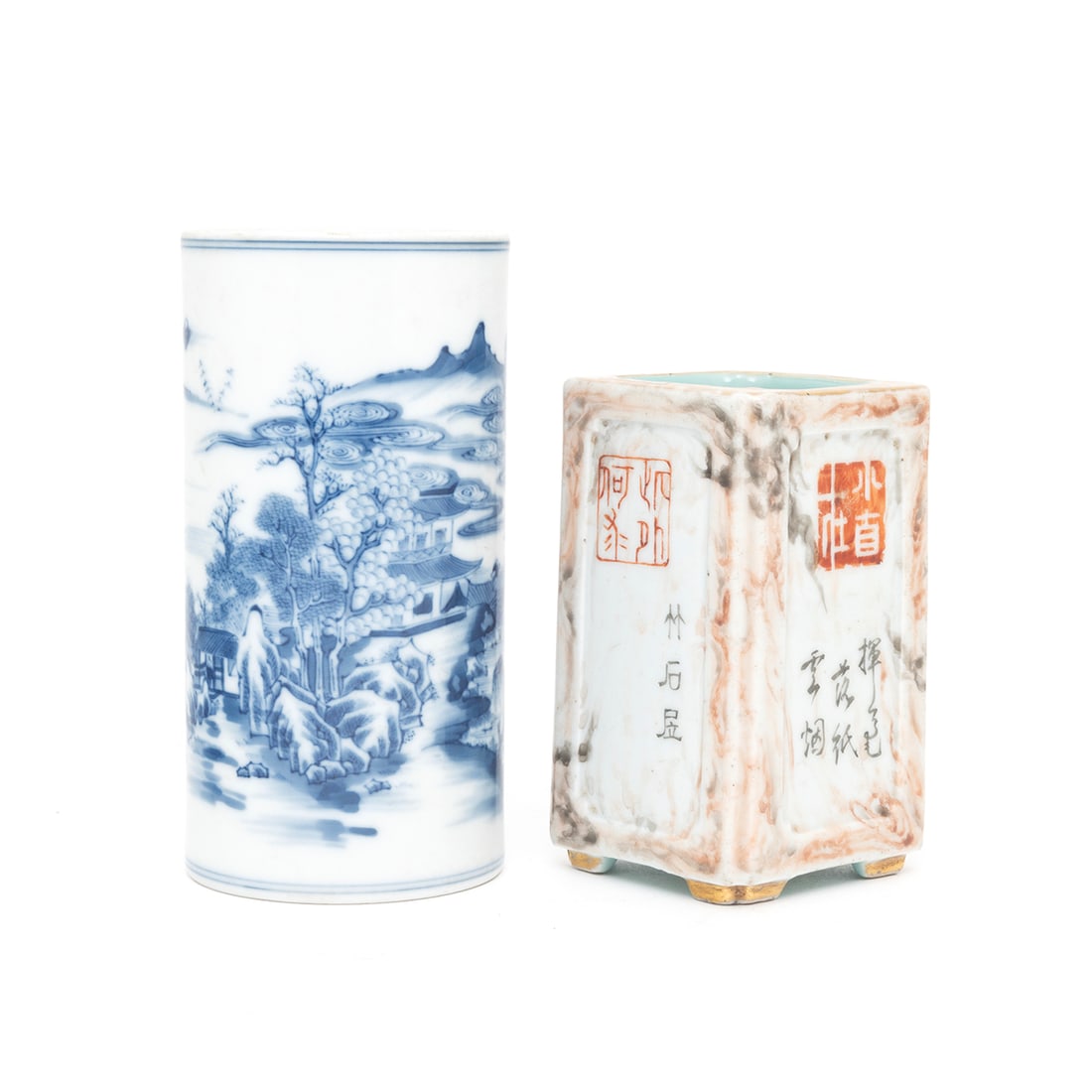 Group of Two Chinese Porcelain Brushpots (1 of 3)