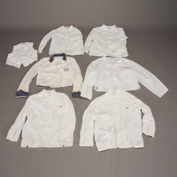 Six Waiter's Coats From Various Railroads: Six Waiter's Coats From Various Railroads. One California Zephyr with vest, two Pullman, two Union Pacific, and one New York Central.