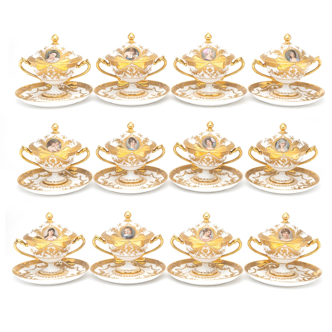 Twelve R. Wehsener Dresden Porcelain Cabinet Cup Sets (1 of 9)