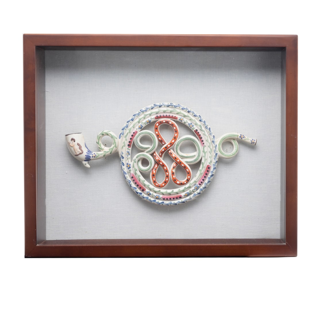 Framed Prattware Painted Puzzle Pipe (1 of 2)