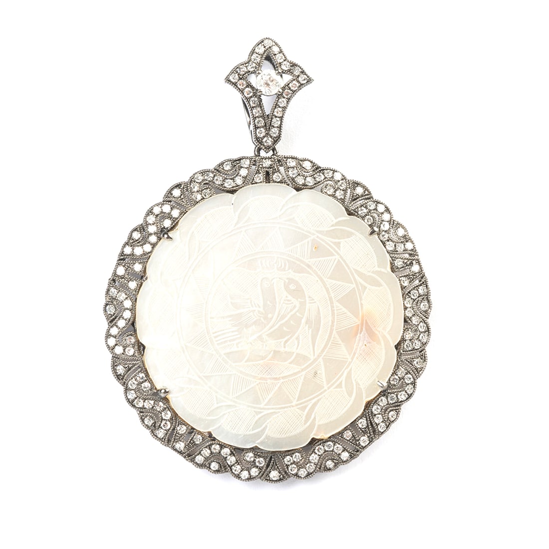 Mother-of-Pearl, Diamond, 18k Gold Pendant Enhancer. (1 of 3)
