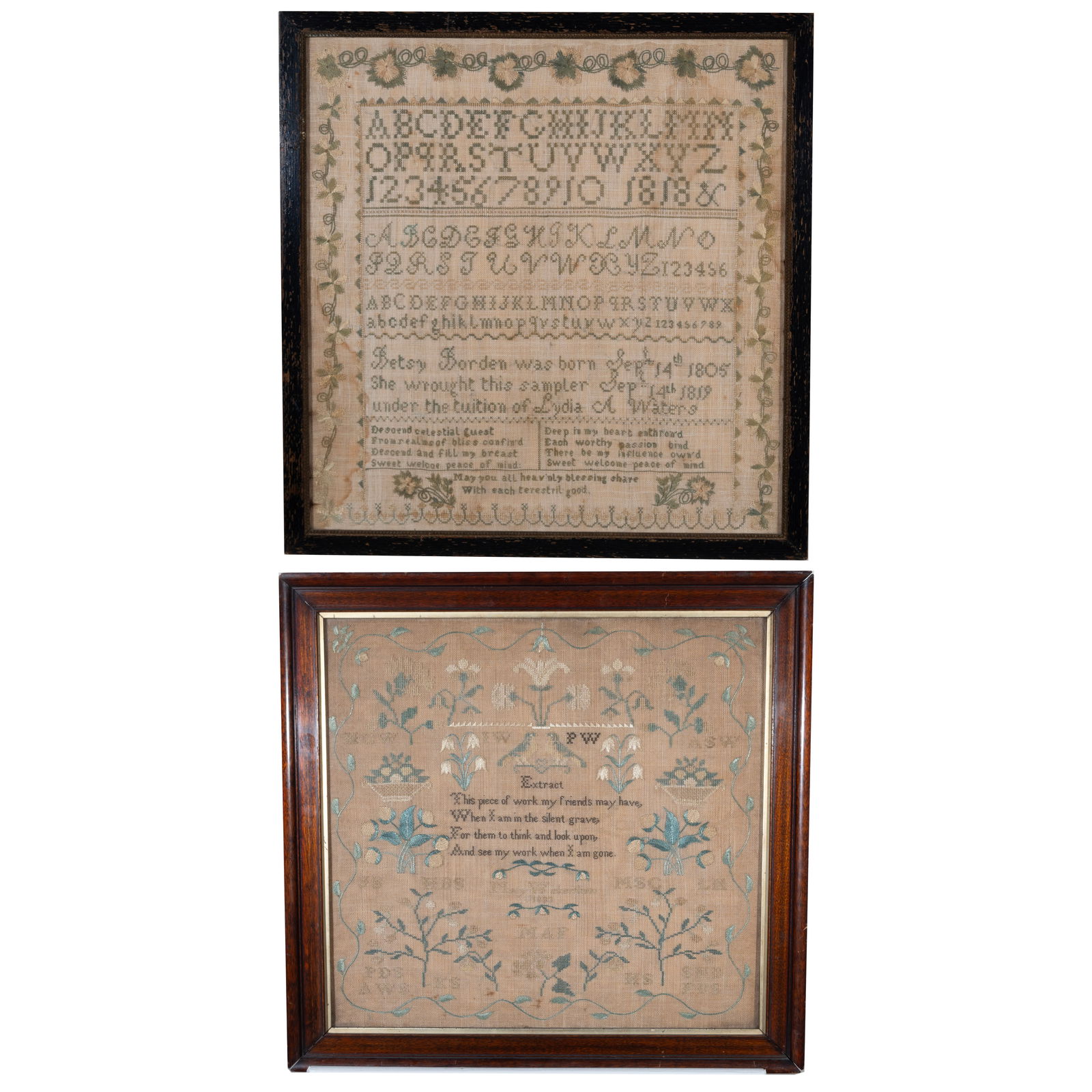 Two 19th Century Needlepoint Samplers (1 of 5)
