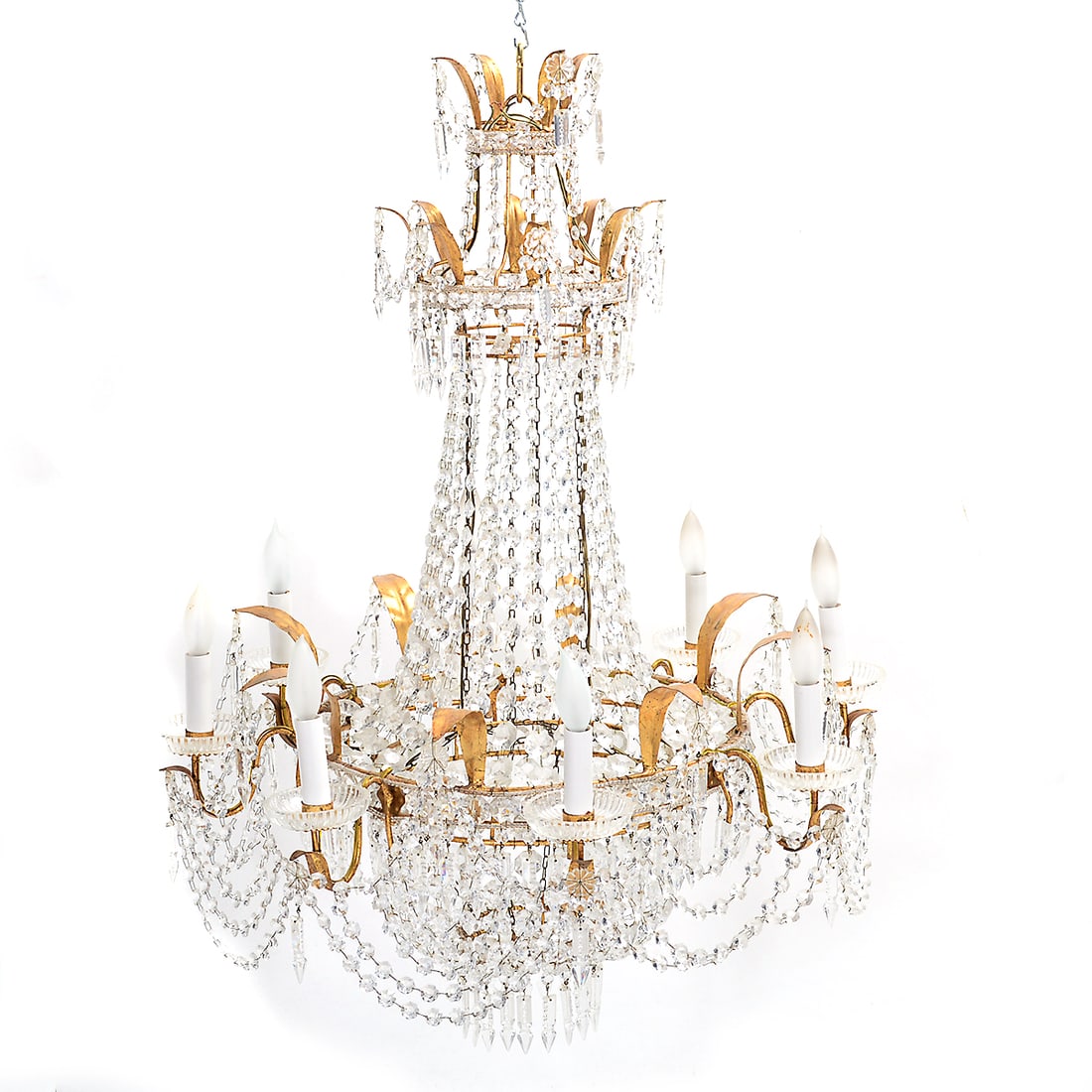 Eight Light Chandelier with Glass Strands and Lustres (1 of 3)