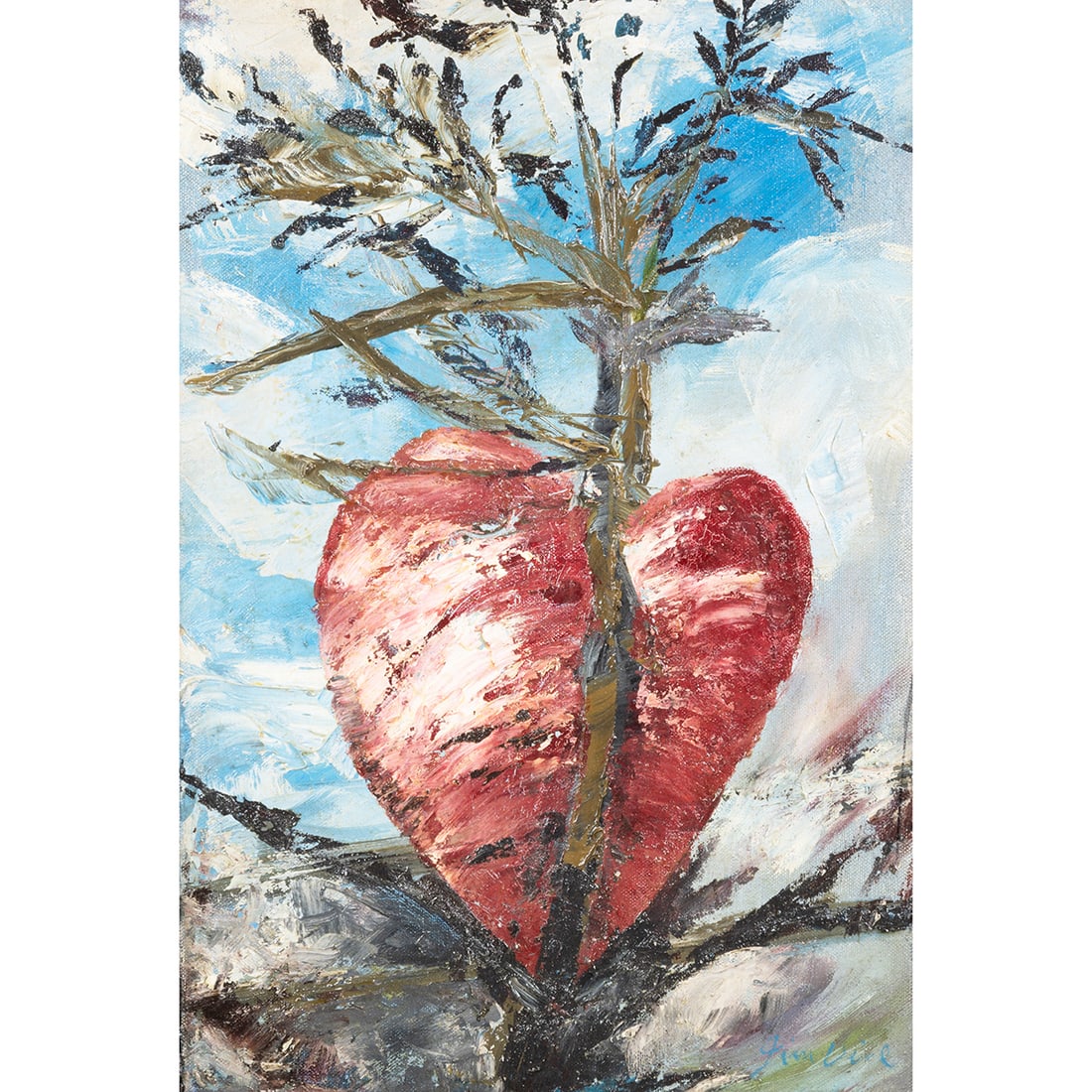 Attributed to Jim Dine, Heart Branch, oil (1 of 4)