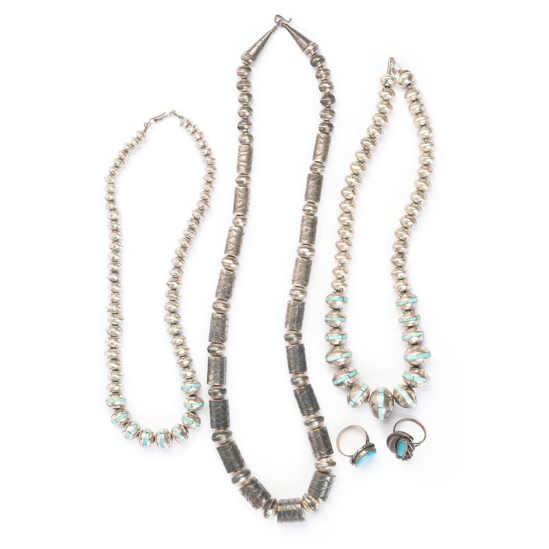 Five Native American Turquoise, Silver Jewelry Items. (1 of 3)