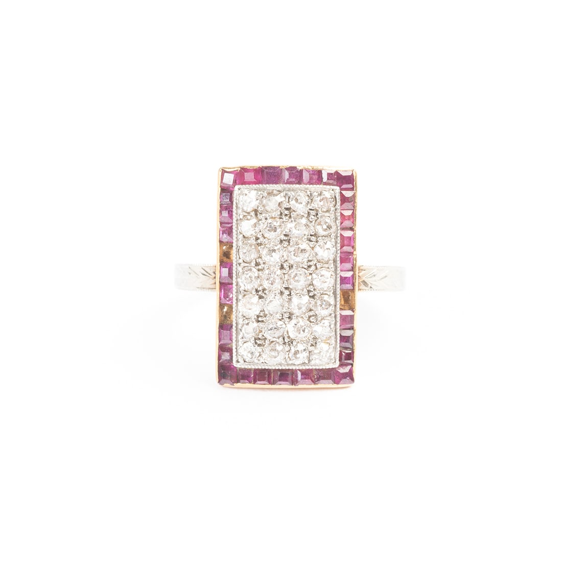 Art Deco Diamond, Ruby, 18k Gold Ring. (1 of 3)