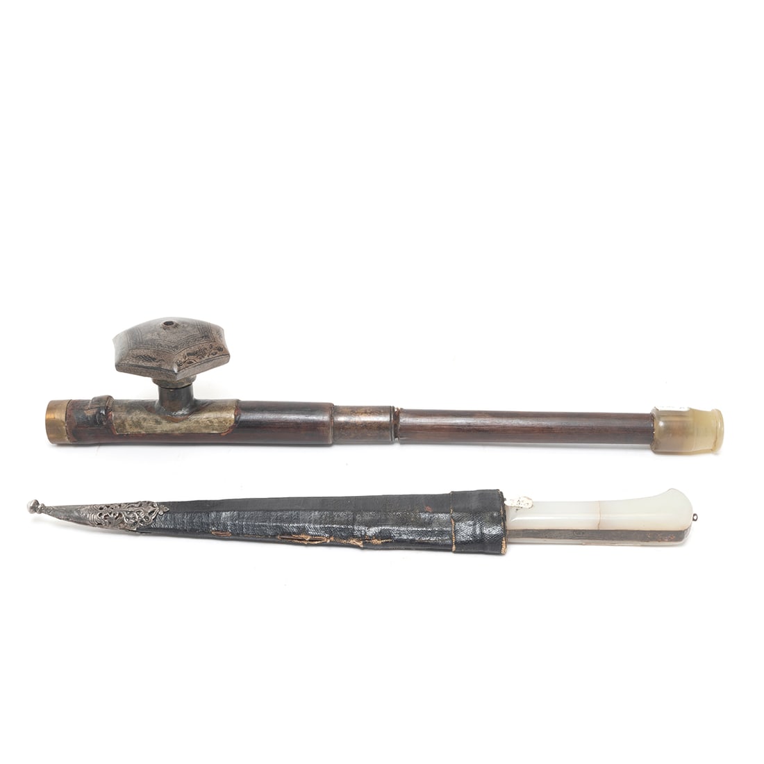 A Chinese Opium Pipe and a Jade Handle Dagger (1 of 3)