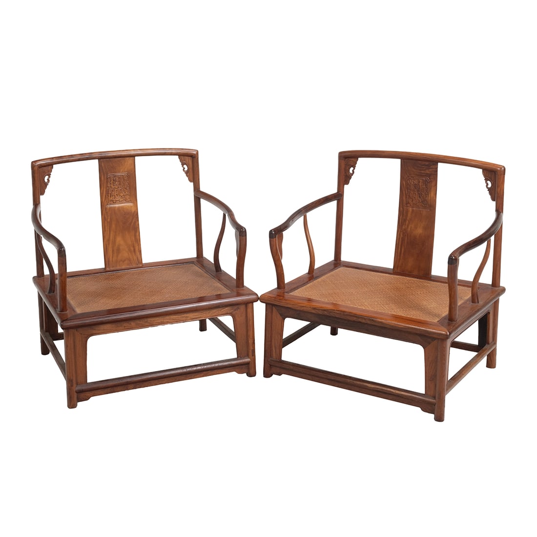 Pair of Chinese Huanghuali and Mixed Wood Armchairs (1 of 4)