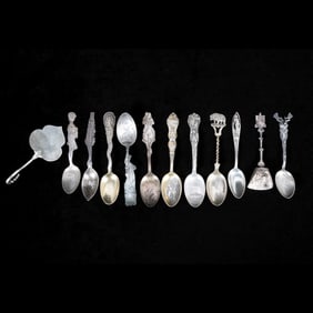 Large Collection of Sterling and Other Souvenir Spoons