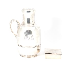 Lebkeucher Sterling Silver Carafe and Black Starr Box